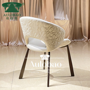 Chaise de salle à manger en cuir véritable, style nordique moderne - Product Image 4
