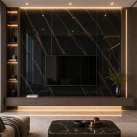 Panneau mural en marbre UV WYRAX 1220x2440mm 2.8mm Noir Or Marbre Luxe Haute Brillance Étanche pour Hôtel Salle de Bain Fond TV