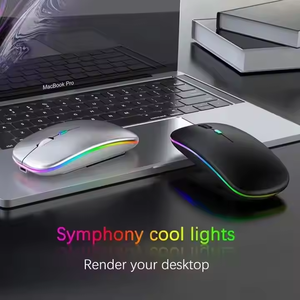 Souris sans fil optique ergonomique silencieuse ultra-mince à double mode 2,4G BT avec LED RGB, prix d'usine, pour <span class=keywords><strong>PC</strong></span>, jeux, ordinateur <span class=keywords><strong>portable</strong></span>, bureau - Product Image 5