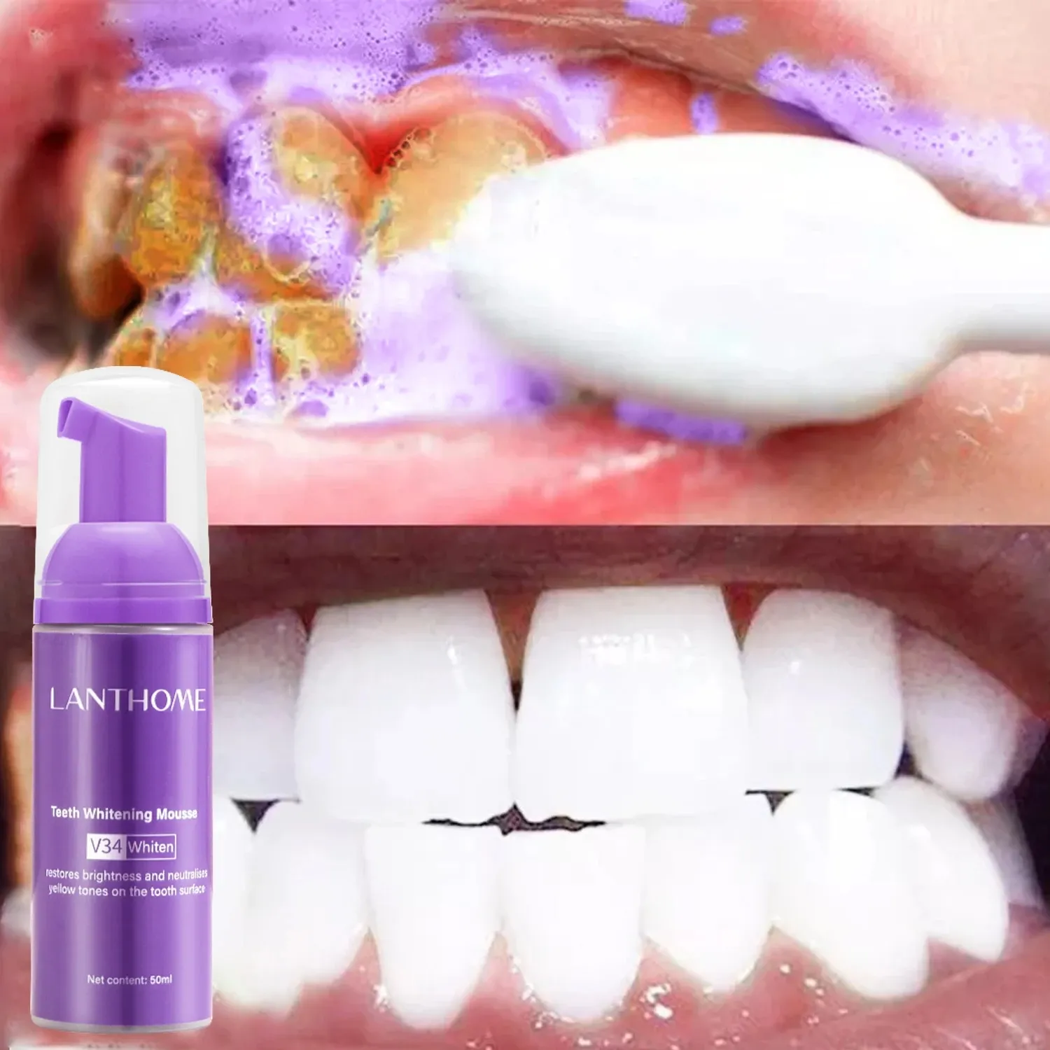 Sbiancamento dei denti Mousse correttore di colore denti rimuovere efficacemente la placca gialla macchia di fumo pulizia dentale alito fresco