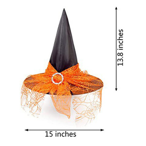 Chapeaux de sorcière d'Halloween en dentelle pour décoration Chapeau de sorcier Costume d'Halloween Sorcière - Product Image 2