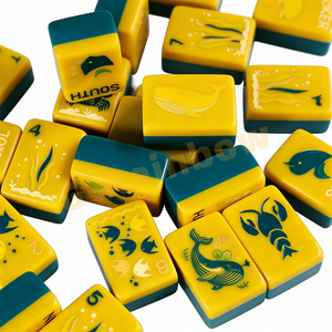 Tuiles de Mahjong Américaines Jaunes à Motif Personnalisé, Quatre Couches, pour le Divertissement et les Fêtes de Famille - Product Image 4