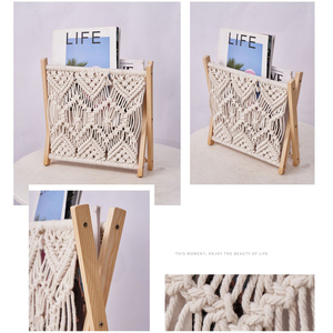 Nouveau porte-revues en macramé de l'Inde Bohème décoratif <span class=keywords><strong>livre</strong></span> et porte-revues format corde suspendue - Product Image 3