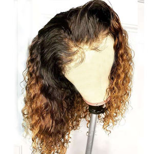 Perruques Full Lace wig brésiliennes naturelles, cheveux vierges bouclés, sans colle, pre-plucked, ombré T1B/30, pour femmes - Product Image 2