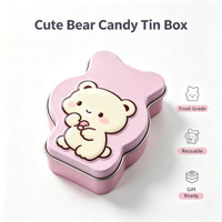 Boîte en métal en forme d'ours mignon pour enfants, sans danger pour les aliments, en matériaux recyclés, avec logo personnalisé imprimé, emballage cadeau pour les fêtes, bonbons, biscuits