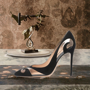 <b>Black</b> Faux Suede Ankle <b>Stiletto</b> High Heels Pointed Toe <b>Pumps</b> Dress Shoes for Women Height Increasing Spring/Summer/Winter - Product Image 3