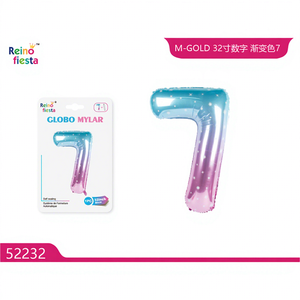 Globo de Mylar con Forma de Estrella Degradada de 32 Pulgadas, Número 7, para Celebraciones del Día de la Madre - Product Image 1