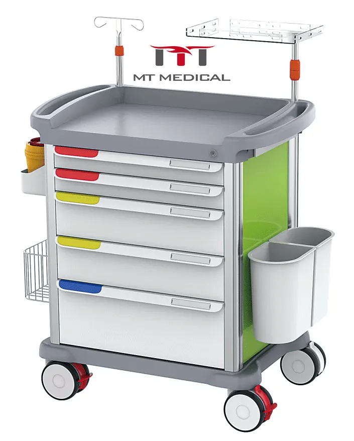 CQ-08 MT Medical hospital Furnitures Italy Movable ABS Mobile  Plastic Emergency medical crash trolley cart