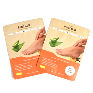 Emballage personnalisé pour <span class=keywords><strong>masque</strong></span> cosmétique pour les pieds, pochette refermable à fermeture éclair trois côtés en aluminium Mylar pour <span class=keywords><strong>masque</strong></span> en feuille - Product Image 1