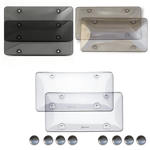 Lot de 2 caches-plaques <span class=keywords><strong>d</strong></span>'<span class=keywords><strong>immatriculation</strong></span> incurvés transparents/fumés pour voiture, conformes aux normes américaines - Product Image 4