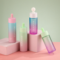 Flacon compte-gouttes en verre mat couleur pastel 50 ml 60 ml avec bulbe en caoutchouc souple pour liquide cosmétique, solution de contenant personnalisée imprimée