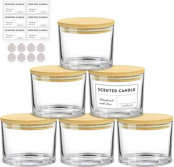 2024 Nieuwe Groothandel Aanpassen Private Label Kaarsen Potten Clear Lege Glazen Pot Met Deksel Voor Het Maken Van Kaarsen