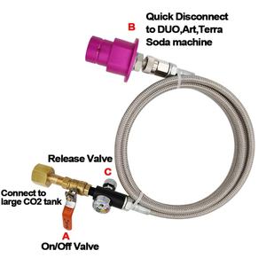 Manguera de Aire Trenzada de Acero Inoxidable de 1.5m con Rosca W21.8-14/CGA320 y Manómetro de Presión de 2000 PSI - Product Image 3