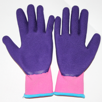 Gants de sécurité pour jeunes SUNCEND personnalisables en gros, haute qualité, 13 jauges, polyester, paume enduite de mousse de latex violette, doublure rose