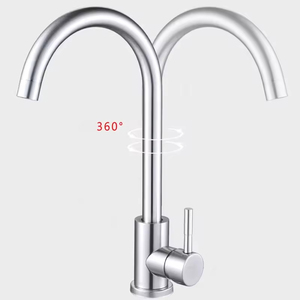 热销现代风格不锈钢拉丝厨房水槽水龙头冷热水台面安装式厨房水龙头 - Product Image 2