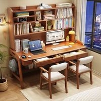 Groothandel Echt Massief Houten Studie- en Leestafel, Draagbare Laptop Bureau en Stoel voor de Slaapkamer
