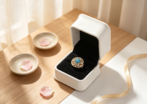 XINYUAN High-End Magnetic Closure Flip <b>Ring</b> <b>Box</b> with Handle Paperboard Liner Four-Color Printing Gold Foil Ribbon Accessories - Product Image 6