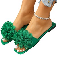 Sandales Plates Tendance en PU 2025 de Gros, à Motif Floral Américain et Européen, pour Femmes – Chaussures Décontractées d'Extérieur