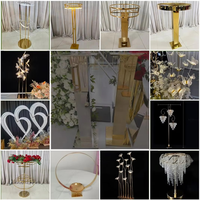 Support de centre de table de mariage de luxe doré avec structure en acier inoxydable, taille personnalisable (60 cm) pour événements et fêtes