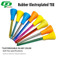 Tees de golf électro-plaqués couleur personnalisée, 4 tailles (42mm-83mm), surface brillante, résistants à l'usure et aux dommages, en plastique GP-T078