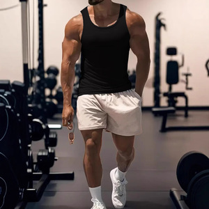 OEM <b>men</b> solid workout tank top custom logo thin fabric gym training <b>singlet</b> <b>for</b> european american summer market - Product Image 2
