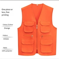 Chaleco informal con cremallera de verano para hombre para actividades al aire libre, chaleco con múltiples bolsillos y logotipo personalizado para senderismo, fotografía de periodista