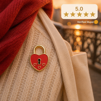Broche Cadenas d'amour 2D en émail souple, Cadenas Cœur Rouge Saint-Valentin, Bijoux en gros, Personnalisation OEM