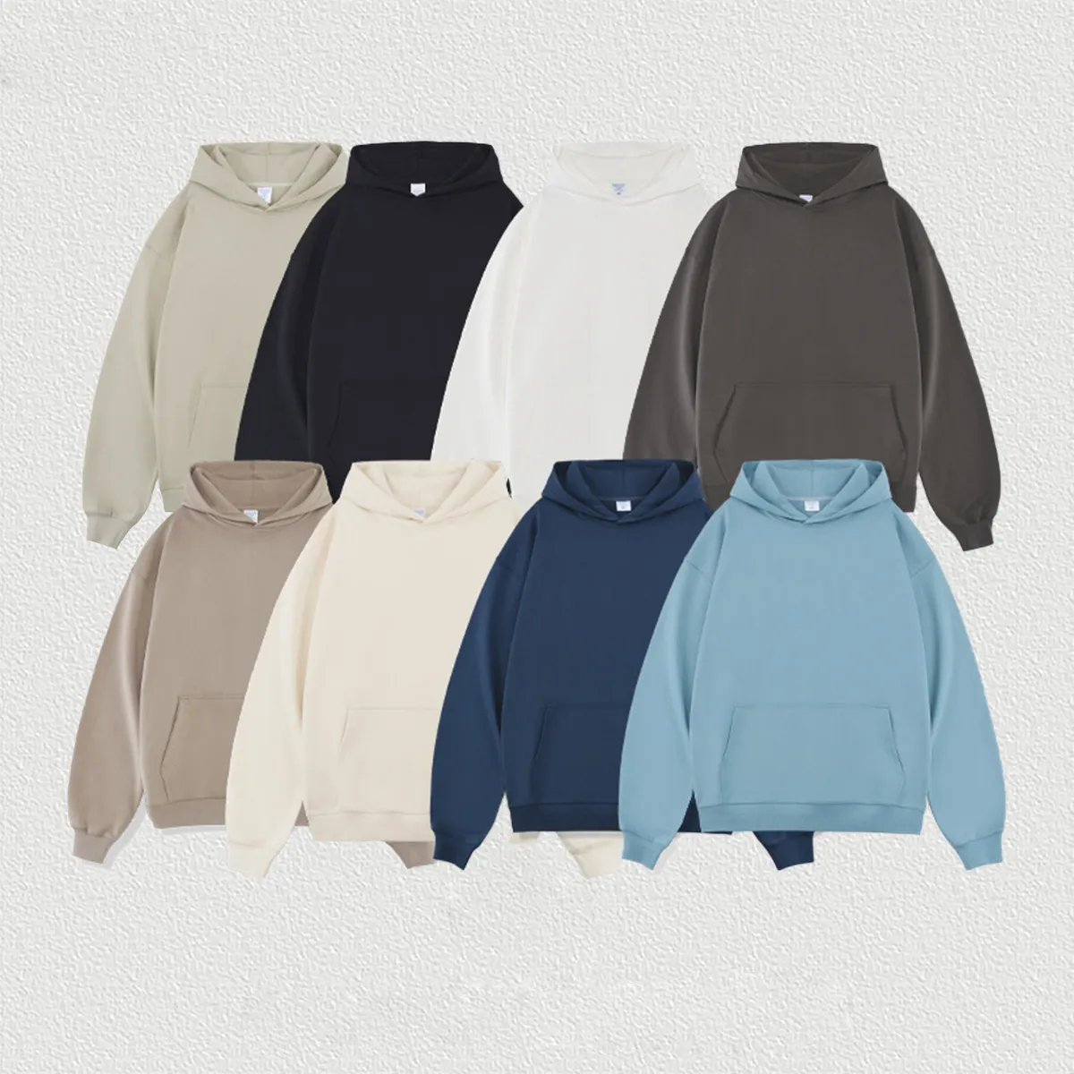 Sweats à capuche personnalisés 100% coton à épaules tombantes surdimensionnés vierges pulls à capuche sans ficelle pour hommes