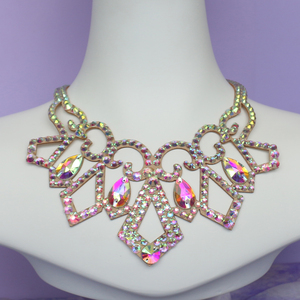 Elegante moda AB brillante Rhinestone cristal suave cuero clavícula collar cadena accesorios de joyería para mujeres - Product Image 5