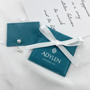 Emballage personnalisé pour cadeaux, enveloppe en velours, sac en microfibre suédée, pochettes à bijoux avec cartes d'insertion pour présentation de bijoux, logo imprimé - Product Image 4
