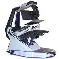 Chaise de travail en cuir blanc, fauteuil inclinable zéro gravité, fonctionne comme un support inclinable, GM-PLUS Gaming COCKPIT IMPERATOR