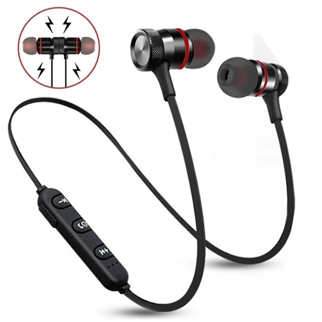 Magnetic Wireless Bluetooth 4.1 Earphone Music Headset Phone Neckband Sport Earbuds Earphones with Mic for iPhone Samsung Xiaomi