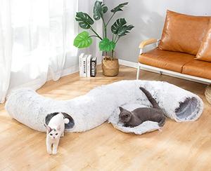 Cama de túnel para gatos de interior con cojín lavable, felpa cálida y esponjosa para gatitos, cachorros, cama de túnel para perros y gatos - Product Image 2