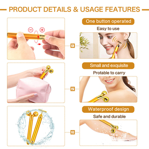 Rodillo Facial Reafirmante Antienvejecimiento y Antiarrugas con Piedras Preciosas, Rodillo de Belleza con Vibración, Masajeador Energético, Barra de Belleza de Oro de 24K - Product Image 4