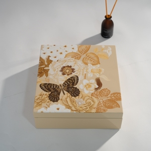 Unique Lacquer <b>Box</b> With Hand Painted Butterfly On Lid Durable Wood Body With <b>Removable</b> Dividers Customizable Use - Product Image 1