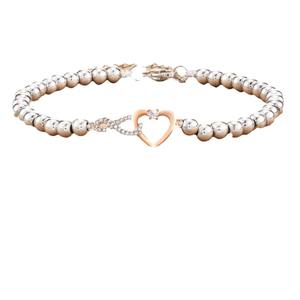 Pulsera de Plata con Cuentas para Mujer, Regalo de San Valentín, Pulsera Delicada con Diamantes Incrustados, Amor Infinito, Corazón, para la Familia - Product Image 1