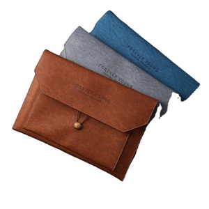 Custom Letter Size <b>A4</b> Leather Document Bag with Button Large Capacity Office <b>File</b> Storage Folder Document <b>File</b> Bag for Business - Product Image 2