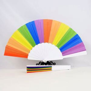 2023 <b>Top</b> Sale New Trend <b>Rainbow</b> Glitter Wedding Party Decoration Festival Hand Fan Customized Folding Hand Fan - Product Image 6