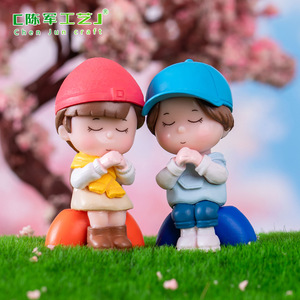 Paysage <span class=keywords><strong>couple</strong></span> garçons et filles figurines <span class=keywords><strong>main</strong></span>-fait boîte aveugle accessoires voiture bureau bibelot - Product Image 3