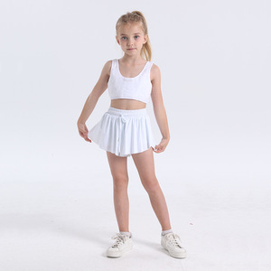 Gonne da ballo sportive Yoga per bambini 2 in 1 Skort gonna <span class=keywords><strong>a</strong></span> <span class=keywords><strong>farfalla</strong></span> per ragazze che corrono gonne fluide abito da Tennis con pantaloncini interni - Product Image 3