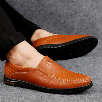 Chaussures décontractées confortables en cuir de vachette pour hommes, avec doublure en maille respirante, grande taille, style classique pour l'été