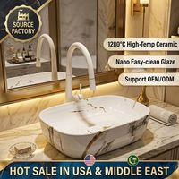 Vasque de salle de bain rectangulaire en céramique à motif marbre moderne de luxe, design artistique pour hôtels aux États-Unis et au Moyen-Orient