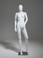 Maniquí Femenino de Cuerpo Completo en Plástico PP Sostenible, Blanco Brillante, para Exhibición de Ropa de Moda