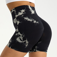 RUIQUWIN New Fashion Gym Shorts Femmes Scrunch Butt Lifting Tie Dye Dames Yoga Shorts Taille Haute Sans Couture Workout Shorts