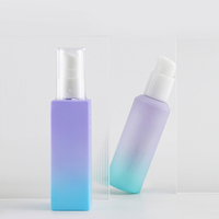 Ensembles d'emballages de cosmétiques de luxe modernes vides en verre opale dégradé de 50ml avec pompe Ensemble de soins de la peau Bouteille de lotion pour le visage