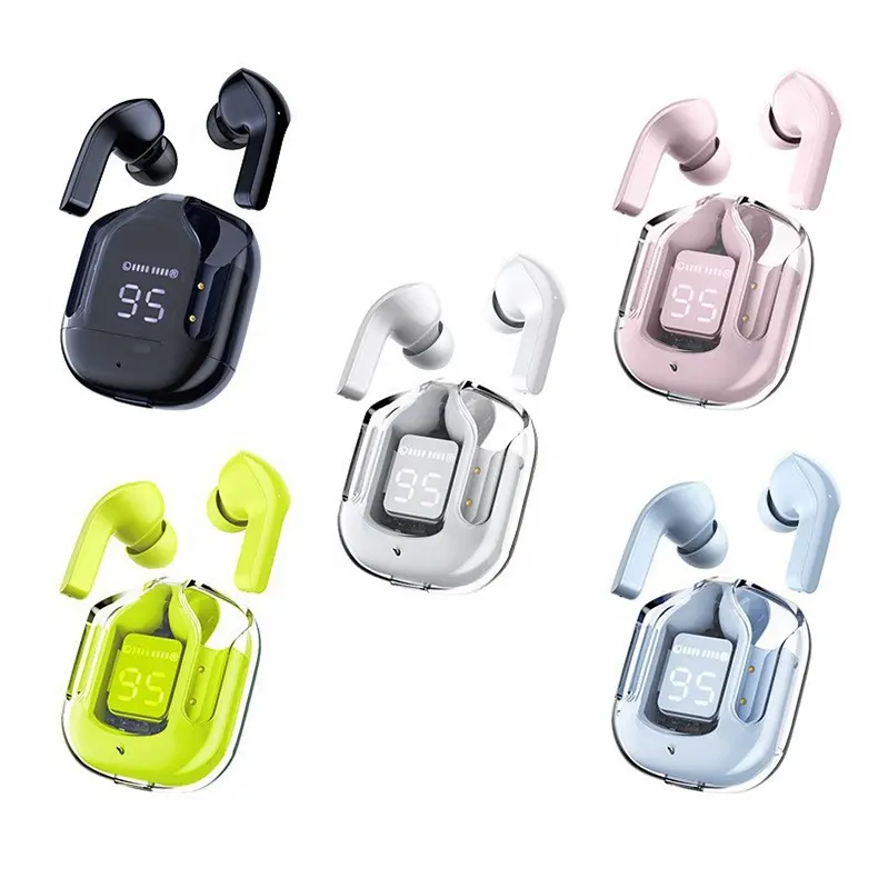 TWS Headset trasparente Mini Sport Stereo impermeabile In Ear cuffie Display a LED giochi auricolari True Wireless Earbuds