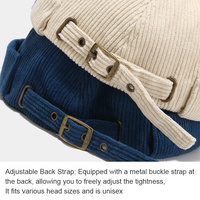 Gorro de Pana Clásico de Moda Otoño Invierno RongGuang, Gorro de Hip Hop Ajustable de 6 Paneles, Gorro Cálido para Hombre y Mujer