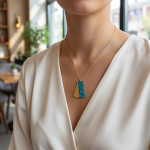 Collier personnalisé avec initiales, chaîne à breloque, en or, massif, 14K - Product Image 3