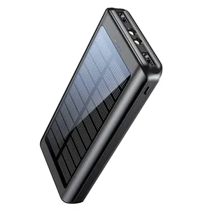 Портативное зарядное устройство на солнечной батарее с двумя USB-портами для путешествий, внешний аккумулятор на 16000 мАч для кемпинга