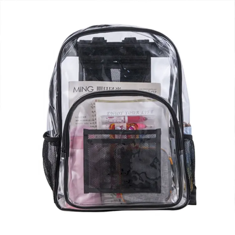 School Bags Cute Black Travel Shoulder Bagpack Transparent Pvc Clear Backpacks For Students Boys Girls